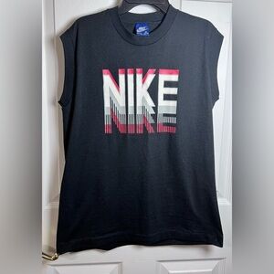 Vintage Nike Boys XL 18-20 Sleeveless TShirt Black Red Gray Logo Made in USA